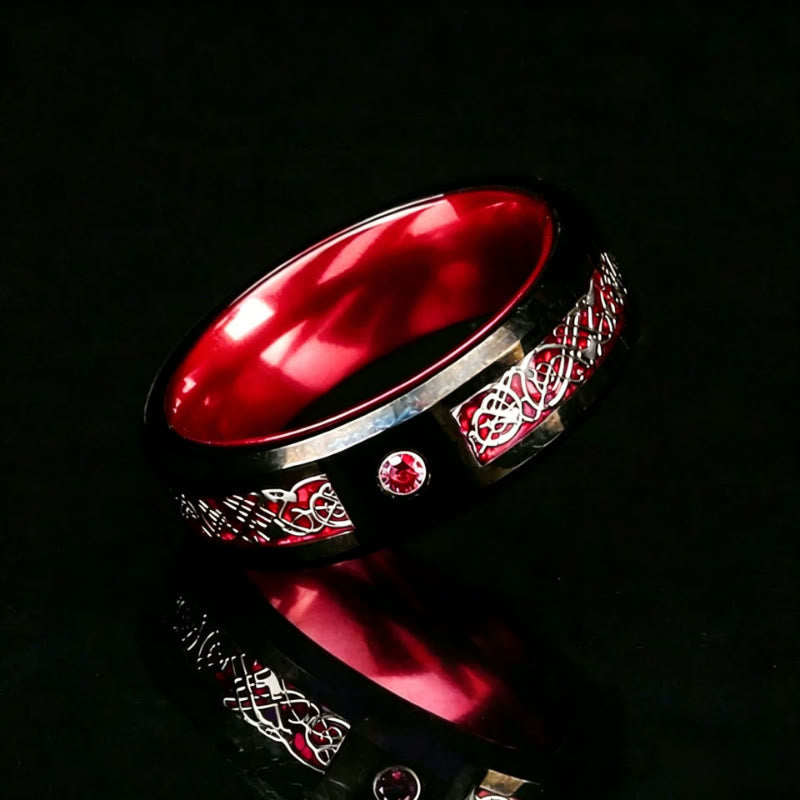 FuAttract Strength Protection & Power Inlaid Zircon Dragon Pattern Stainless Steel Ring - image 3