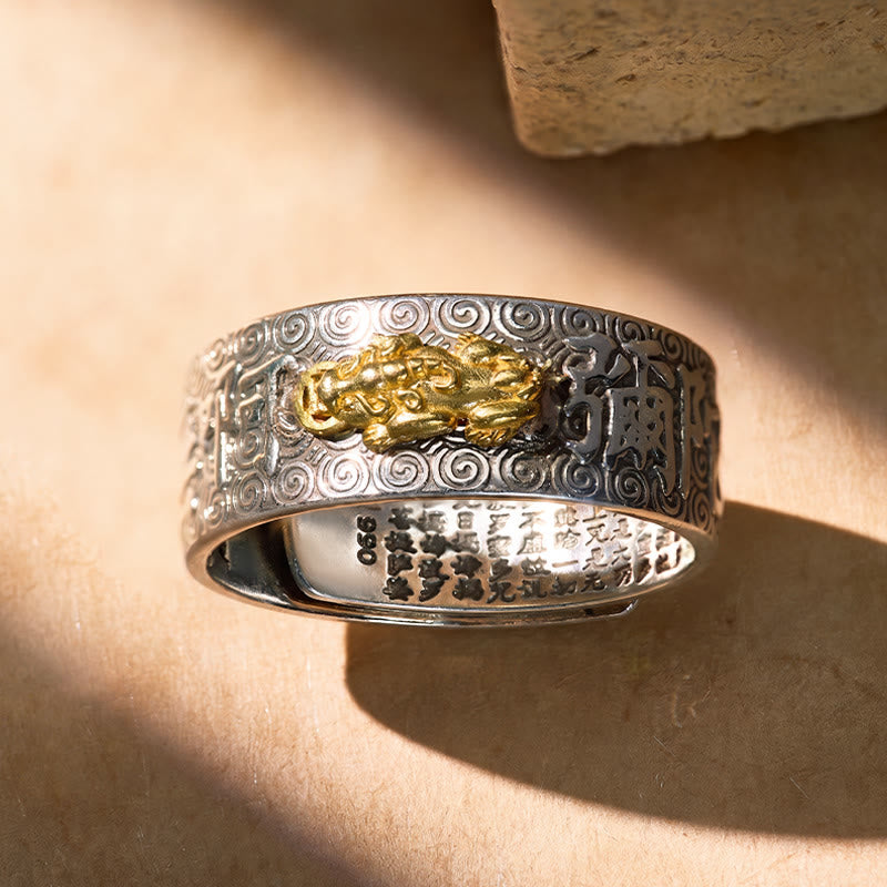 FuAttract Buddhist Sacred Heart Sutra Pixiu for Manifesting Success and Protection Ring - image 5