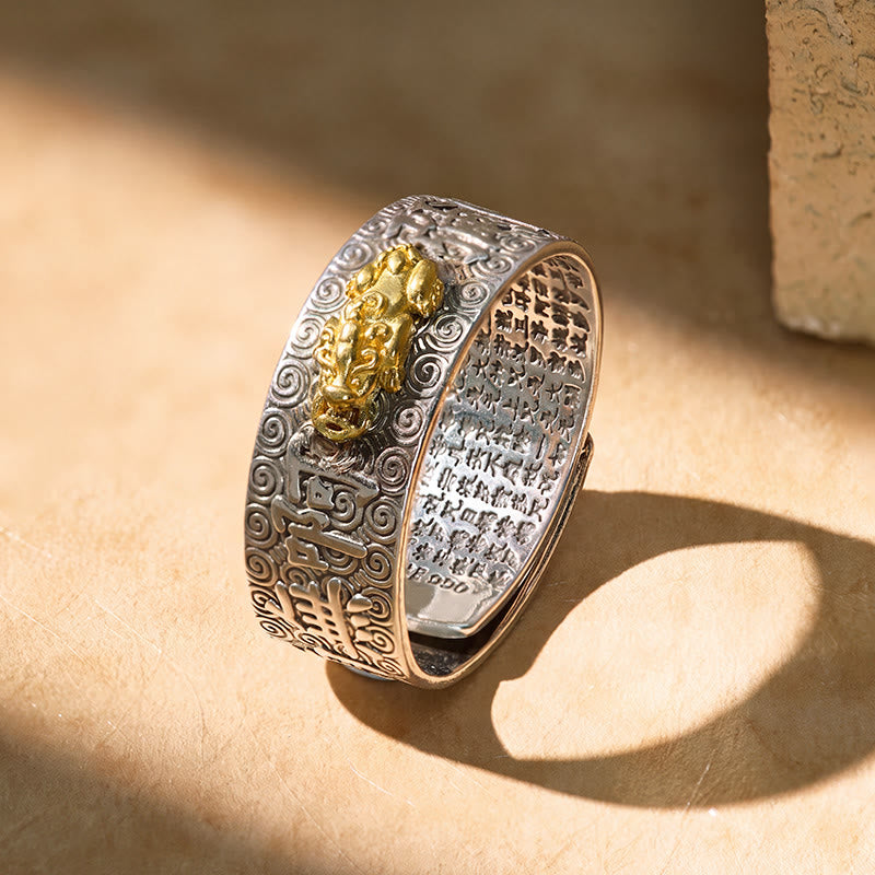 FuAttract Buddhist Sacred Heart Sutra Pixiu for Manifesting Success and Protection Ring - Pixiu - image 0