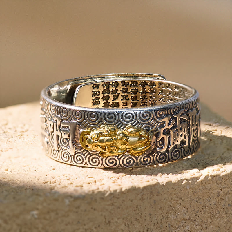 FuAttract Buddhist Sacred Heart Sutra Pixiu for Manifesting Success and Protection Ring - image 4