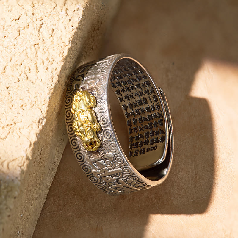 FuAttract Buddhist Sacred Heart Sutra Pixiu for Manifesting Success and Protection Ring - image 2