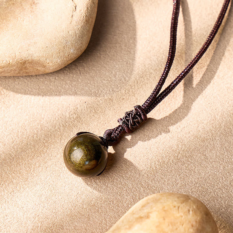 FuAttract Protection Prosperity & Luck Golden Obsidian Fortune Pendant Necklace - image 1