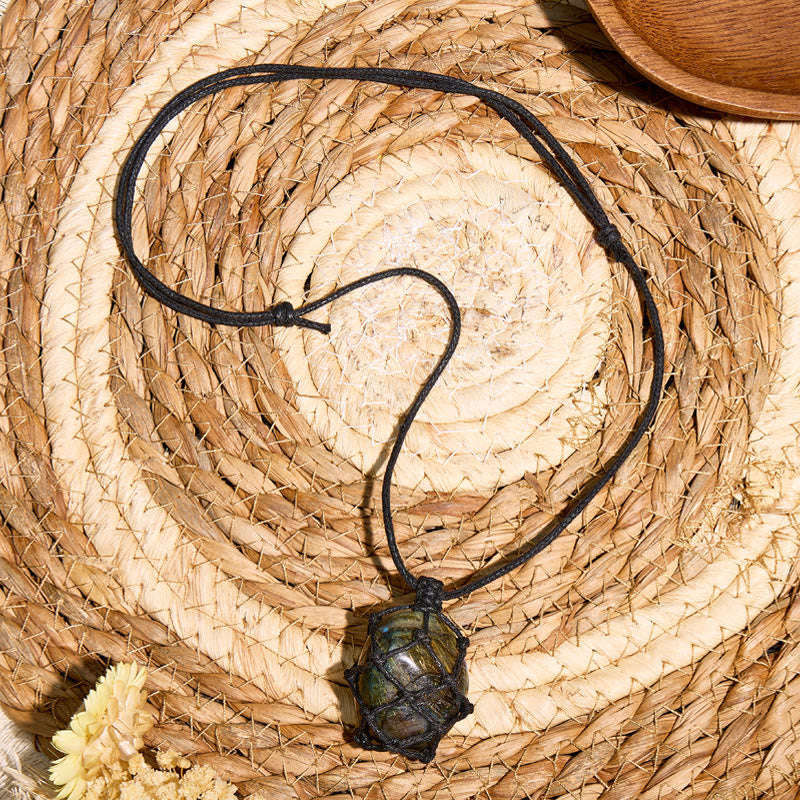FuAttract Intuition Balance & Protection Labradorite Woven Energy Pendant Necklace - image 4