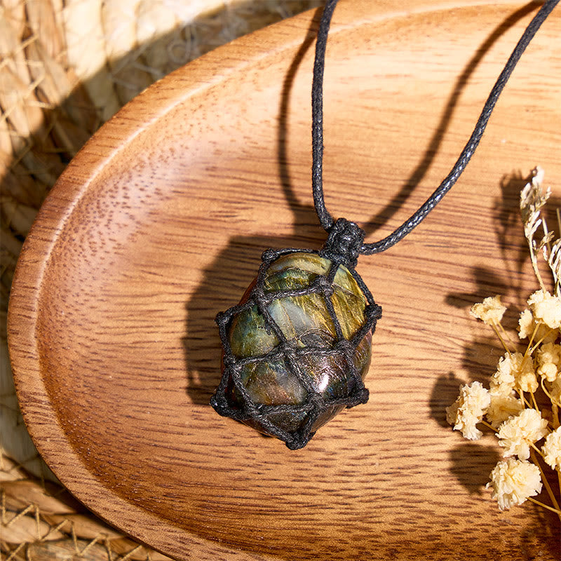 FuAttract Intuition Balance & Protection Labradorite Woven Energy Pendant Necklace - image 2