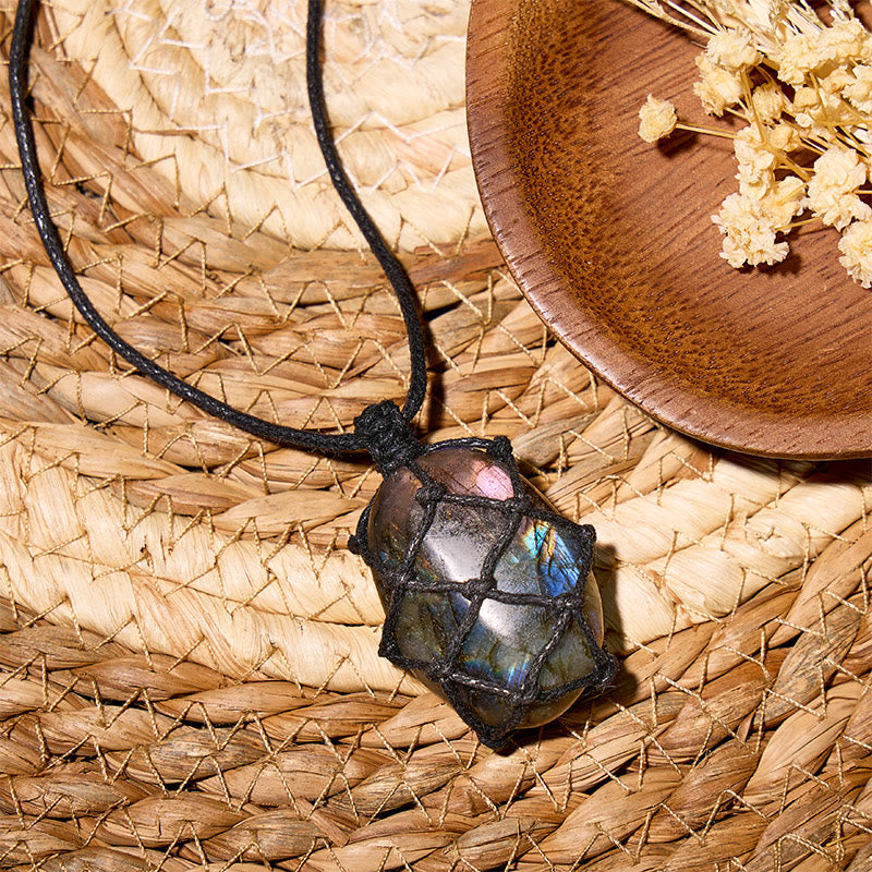 FuAttract Intuition Balance & Protection Labradorite Woven Energy Pendant Necklace - image 1