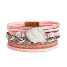 FuAttract Freedom Confidence & Harmony Bohemian Multi Layer Leather Bracelet With Colorful Resin Stones - Pink - image 6