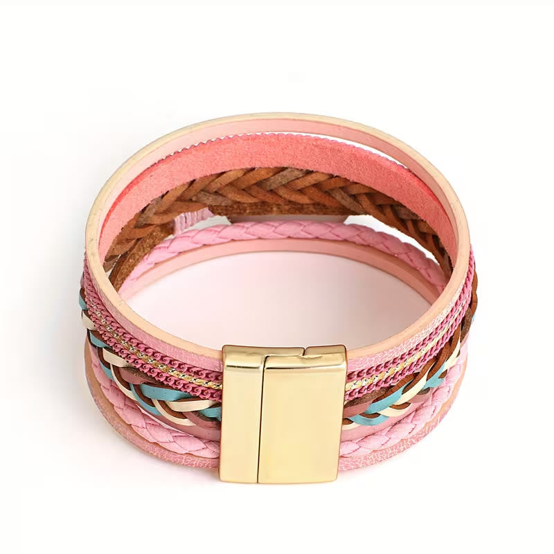 FuAttract Freedom Confidence & Harmony Bohemian Multi Layer Leather Bracelet With Colorful Resin Stones - image 8