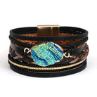 FuAttract Freedom Confidence & Harmony Bohemian Multi Layer Leather Bracelet With Colorful Resin Stones - Black - image 14