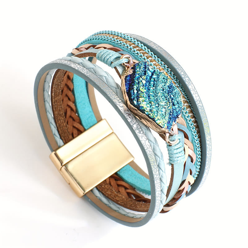 FuAttract Freedom Confidence & Harmony Bohemian Multi Layer Leather Bracelet With Colorful Resin Stones - image 4