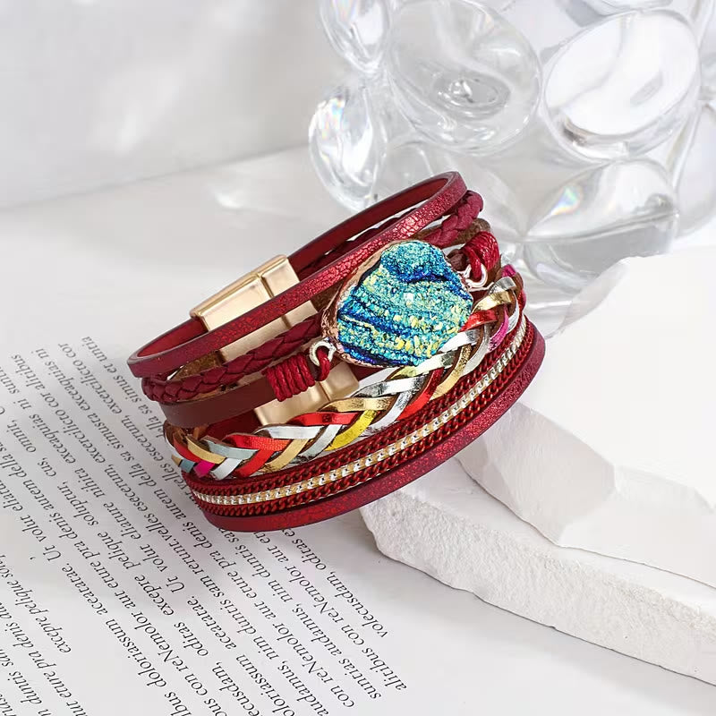 FuAttract Freedom Confidence & Harmony Bohemian Multi Layer Leather Bracelet With Colorful Resin Stones - image 10