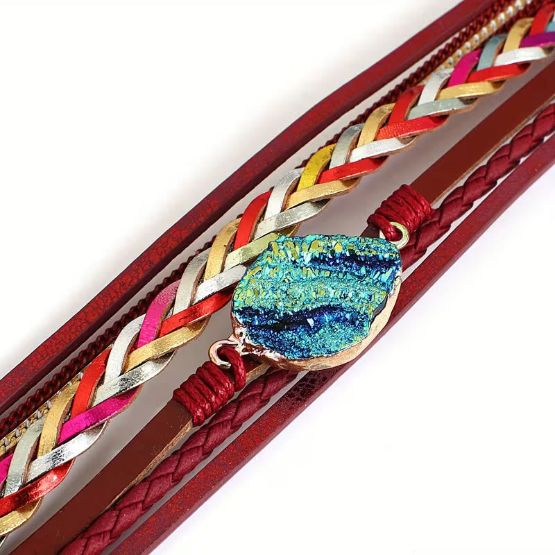 FuAttract Freedom Confidence & Harmony Bohemian Multi Layer Leather Bracelet With Colorful Resin Stones - image 11