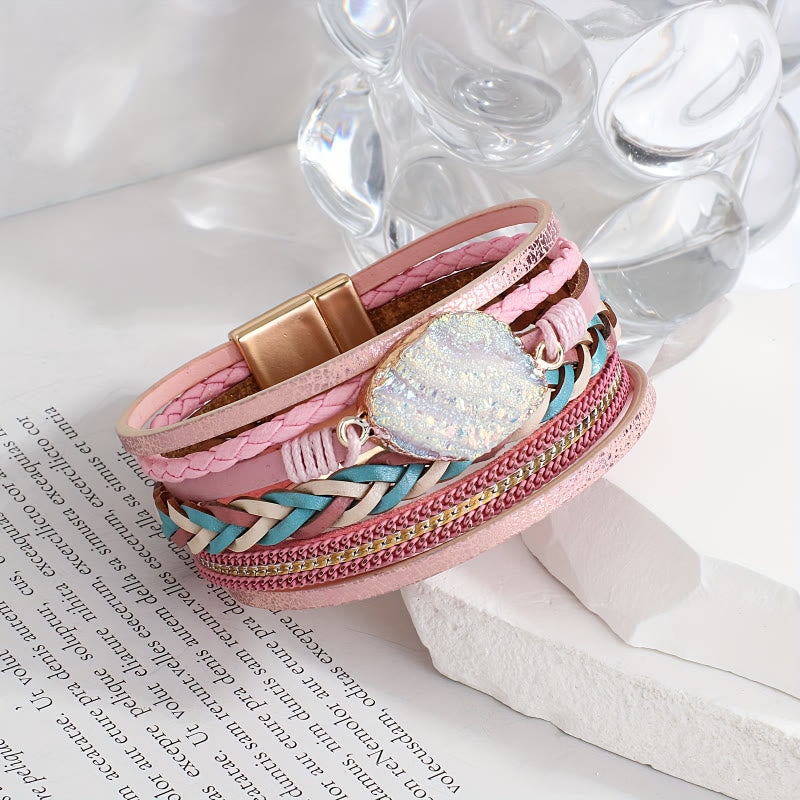FuAttract Freedom Confidence & Harmony Bohemian Multi Layer Leather Bracelet With Colorful Resin Stones - image 7