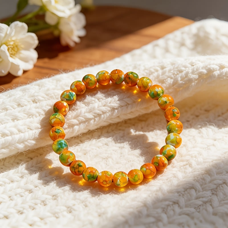FuAttract Calm Harmony & Healing Natural Orange-Yellow Rain Flower Stone Serenity Bracelet - image 1