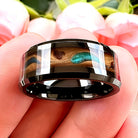 FuAttract Protection Strength & Transformation Black Stainless Steel Flowing Sand Pattern Ring - image 2