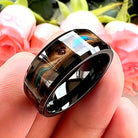 FuAttract Protection Strength & Transformation Black Stainless Steel Flowing Sand Pattern Ring - image 5