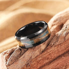 FuAttract Protection Strength & Transformation Black Stainless Steel Flowing Sand Pattern Ring - US 13 - image 0