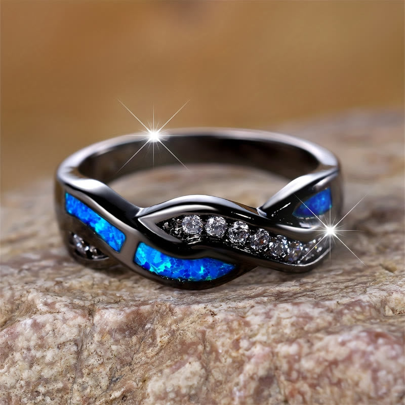 FuAttract Harmony Elegance & Love Infinity Twist Promise Rhinestone Zinc Alloy Ring - Blue - US 11 - image 0