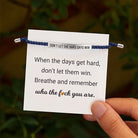 FuAttract Don't Let The Hard Days Win Stainless Steel Engraved Tube Braided Courage Bracelet - Silver + Blue - image 10