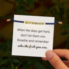 FuAttract Don't Let The Hard Days Win Stainless Steel Engraved Tube Braided Courage Bracelet - Gold + Blue - image 5