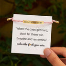 FuAttract Don't Let The Hard Days Win Stainless Steel Engraved Tube Braided Courage Bracelet - Gold + Pink - image 4