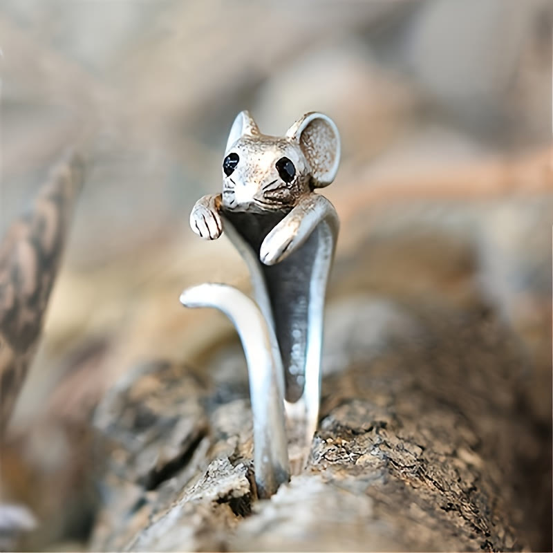 FREE Today: Luck Joy & Protection Cute Little Mouse Creative Open Copper Ring - image 2