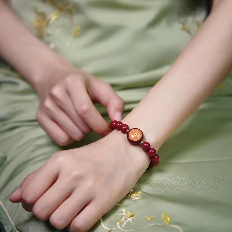 FuAttract Protection Guardian & Good Fortune Shan Gui Amulet Coin Om Mani Mantra Small Round Cinnabar  Bracelet - image 9