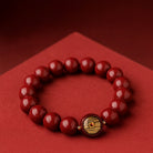 FuAttract Protection Guardian & Good Fortune Shan Gui Amulet Coin Om Mani Mantra Small Round Cinnabar  Bracelet - image 2