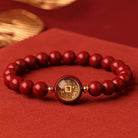 FuAttract Protection Guardian & Good Fortune Shan Gui Amulet Coin Om Mani Mantra Small Round Cinnabar  Bracelet - Shan Gui Amulet Coin - 12mm - image 0