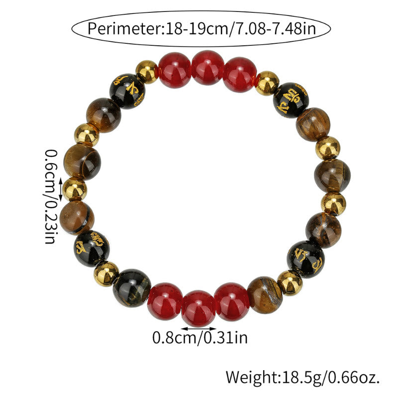 FuAttract Protection Strength & Courage Tiger Eye Black Onyx Red Agate Energy Bracelet - image 3