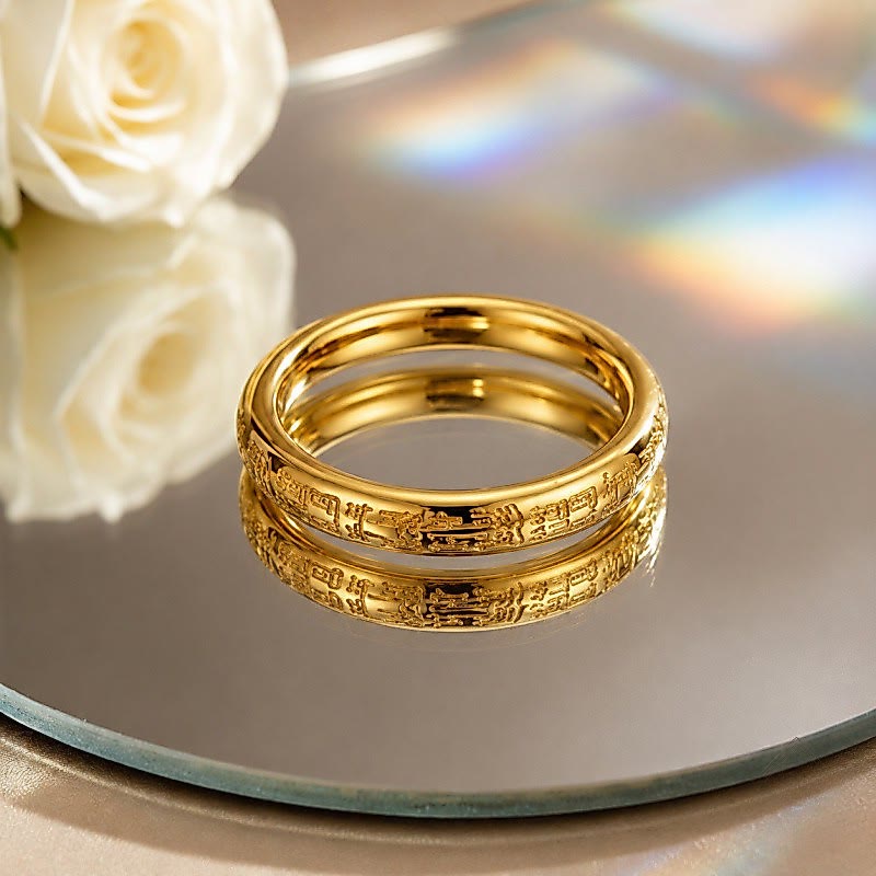 FuAttract Prosperity Luck & Good Fortune Gold FU Stainless Steel Ring - image 5