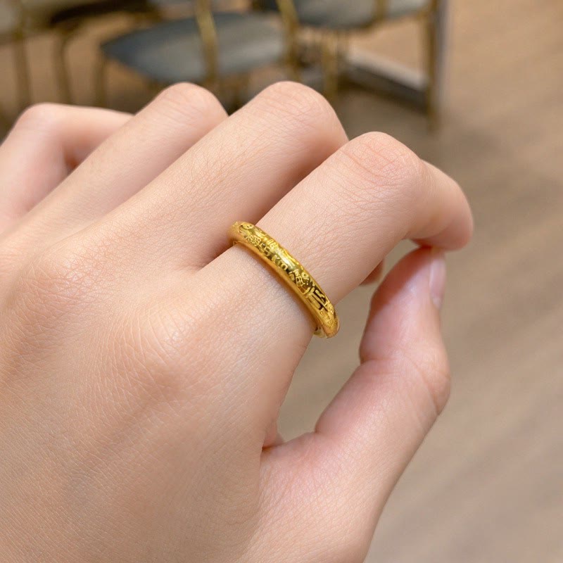 FuAttract Prosperity Luck & Good Fortune Gold FU Stainless Steel Ring - image 5