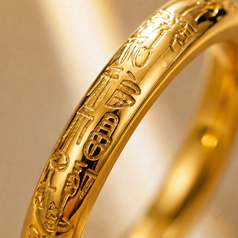FuAttract Prosperity Luck & Good Fortune Gold FU Stainless Steel Ring - image 2