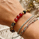FuAttract Protection Strength & Courage Tiger Eye Black Onyx Red Agate Energy Bracelet - image 2