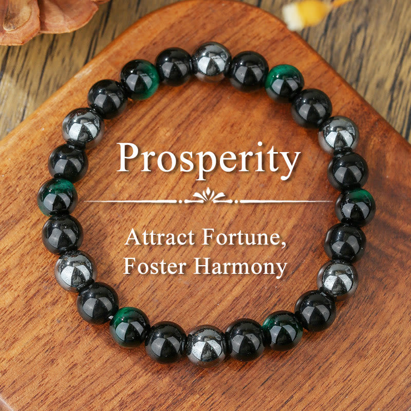 FuAttract Protection Strength & Courage Tiger Eye Black Onyx Red Agate Energy Bracelet - Green Tiger Eye - image 16