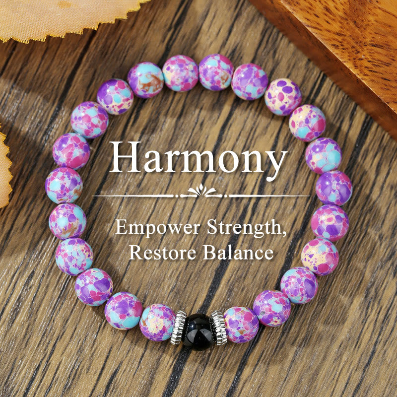 FuAttract Protection Strength & Courage Tiger Eye Black Onyx Red Agate Energy Bracelet - Purple Imperial Jasper - image 5