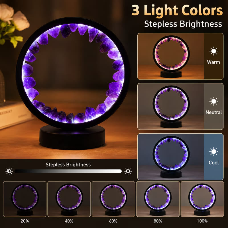 FuAttract Calm Harmony & Serenity Amethyst Crystal Night Lamp Three Color Modes Eye Protection - image 6