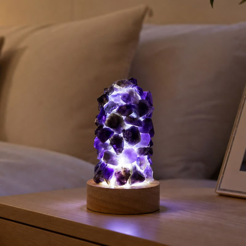 FuAttract Healing Clarity & Inner Peace Amethyst Chips Crystal Night Lamp Cool Light Home Decor - image 1