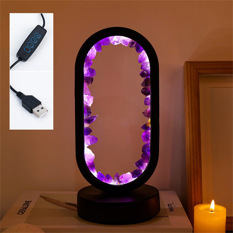 FuAttract Serenity Harmony & Spiritual Energy Amethyst Crystal Flower Cluster Oval Night Lamp for Bedroom Bedside - image 4