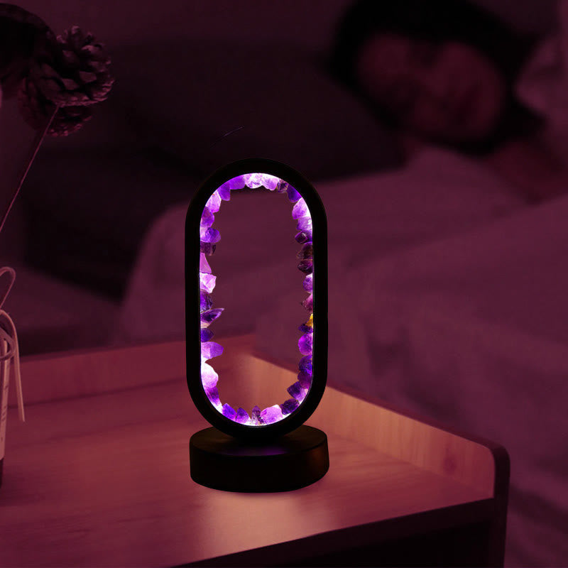 FuAttract Serenity Harmony & Spiritual Energy Amethyst Crystal Flower Cluster Oval Night Lamp for Bedroom Bedside - image 2