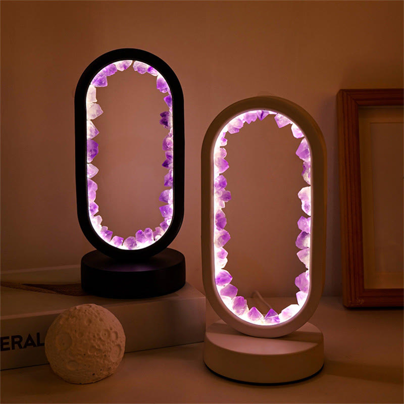FuAttract Serenity Harmony & Spiritual Energy Amethyst Crystal Flower Cluster Oval Night Lamp for Bedroom Bedside - image 1