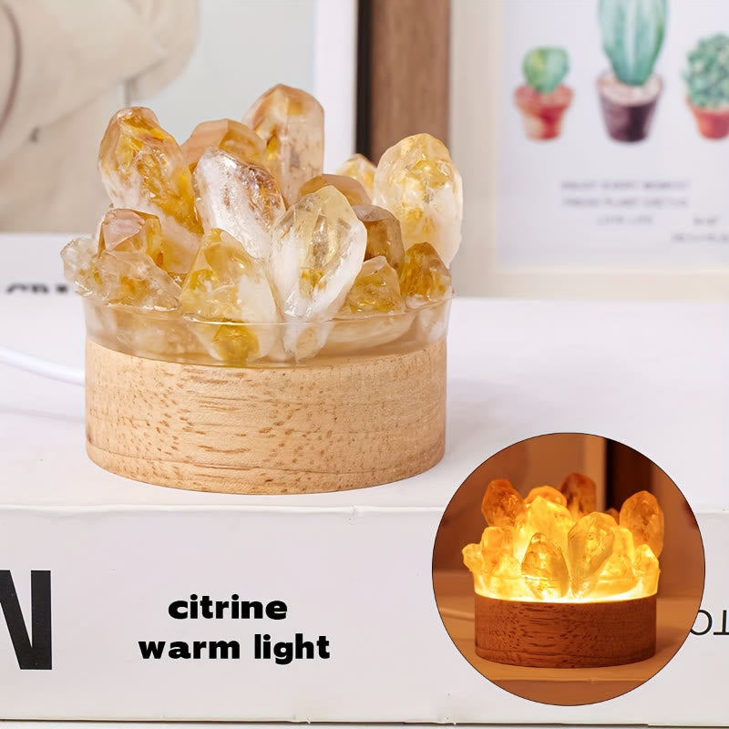 FuAttract Peace Harmony & Emotional Comfort Natural Crystal Tooth Flower Night Lamp Bedroom Bedside - Citrine-warm - image 1