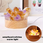 FuAttract Peace Harmony & Emotional Comfort Natural Crystal Tooth Flower Night Lamp Bedroom Bedside - Amethyst-Citrine-warm - image 4