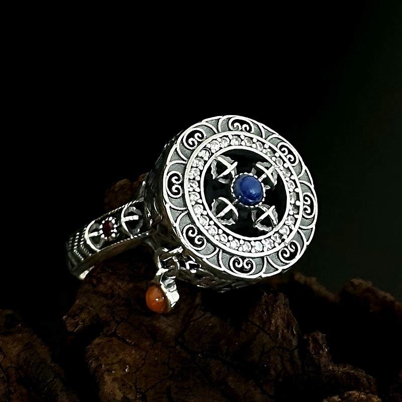 FuAttract Protection Strength & Wisdom Vajra Dorje Om Mani Mantra Rotating Copper Ring - Adjustable - image 0