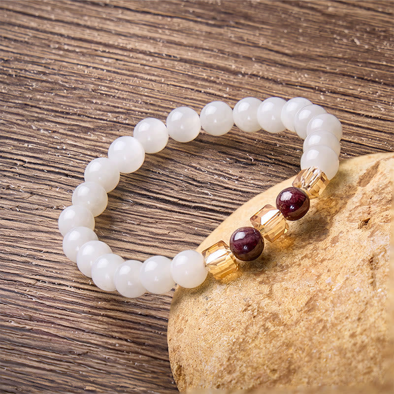 FuAttract Love Balance & Inner Strength White Chalcedony Garnet Citrine Energy Bracelet - image 1