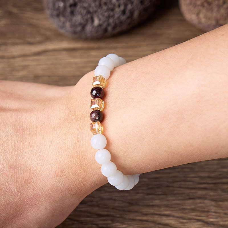 FuAttract Love Balance & Inner Strength White Chalcedony Garnet Citrine Energy Bracelet - image 3