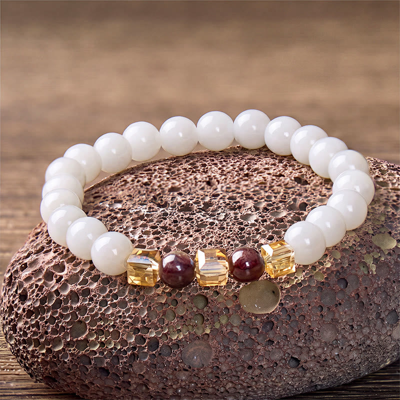 FuAttract Love Balance & Inner Strength White Chalcedony Garnet Citrine Energy Bracelet - image 2