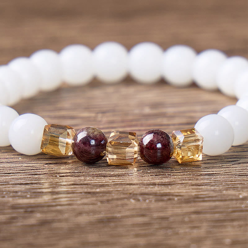 FuAttract Love Balance & Inner Strength White Chalcedony Garnet Citrine Energy Bracelet - image 4