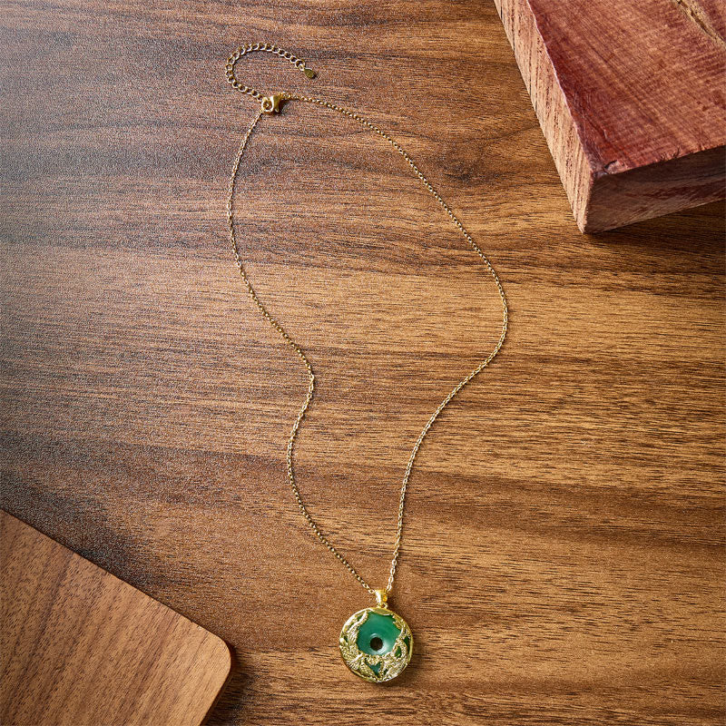 FuAttract Harmony Blessing & Protection Green Chalcedony Dragon & Phoenix Ping An Buckle Pendant Necklace - image 4