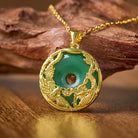 FuAttract Harmony Blessing & Protection Green Chalcedony Dragon & Phoenix Ping An Buckle Pendant Necklace - Green Chalcedony - image 0