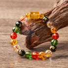 FuAttract Prosperity Luck & Success Yellow Glaze Three-Faced God of Wealth Om Mani Mantra Colorful Agate Bracelet - image 4
